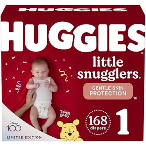 Huggies Size 1 Diapers, Little Snugglers Newborn Diapers, Size 1 (8-14 lbs), 168 Count