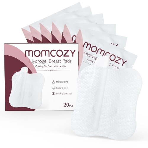 Momcozy Soothing Gel Nipple Pads, Lanolin-Infused, Instant Cooling Relief, 20 PCS