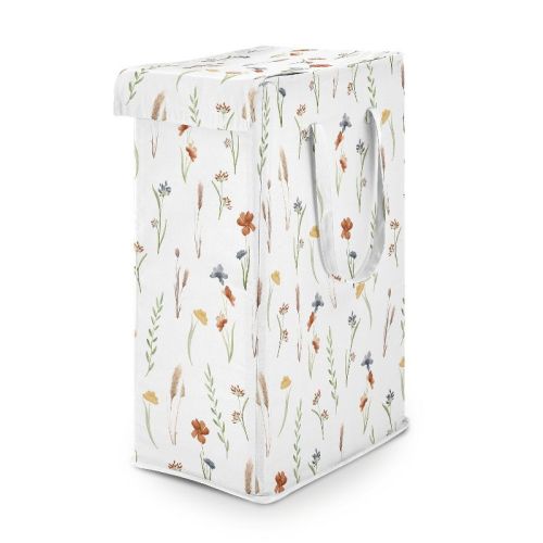 Sweet Jojo Designs Girl Foldable Laundry Hamper with Handles Watercolor Floral Garden Multicolor