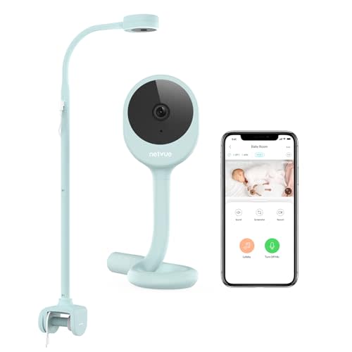 NETVUE Peekababy Baby Camera Monitor, Wireless Baby Monitor with Camera & Audio, 4-in-1 Crib Mount, Smart App, Sleep Analysis & Two-Way Talk (Blue)