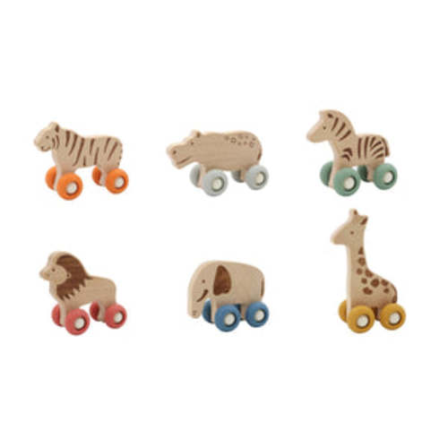 Kaper Kidz - Wildlife Wooden Animal w/ Silicone Wheels – Sticky Fingers Children's Boutique