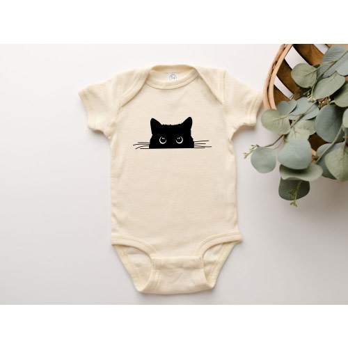 Black Cat Babysuit Cute Halloween Fall Autumn Cat Graphic Tee Shirt Onepiece Gift For Infant Toddler Youth Clothing Wear For Baby Girl Boy