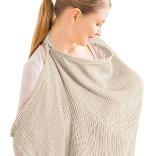 Konssy Muslin Nursing Cover for Baby Breastfeeding, Breathable 100% Cotton Breastfeeding Cover with Rigid Hoop for Mother Nursing Apron, Multi-use Carseat Canopy (Summer Wheat)