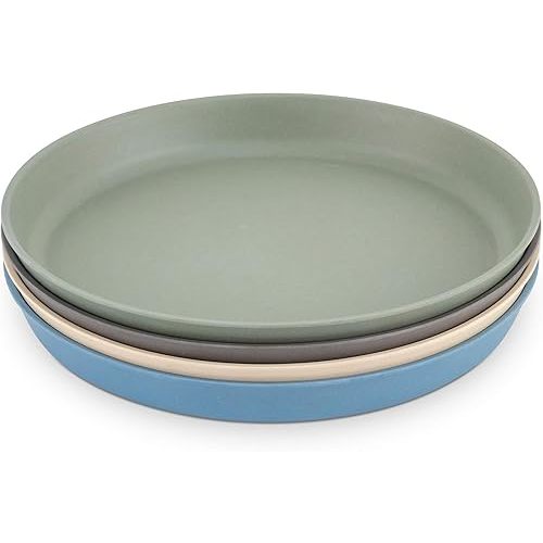 WeeSprout Bamboo Plates (Blue, Green, Gray, & Beige, Without Lids)