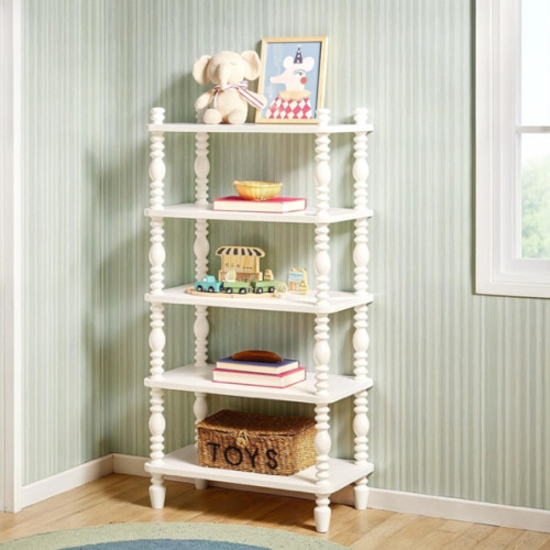 Walker Edison Easy Assembly Solid Wood Short Bookshelf with Wood-Turning Details