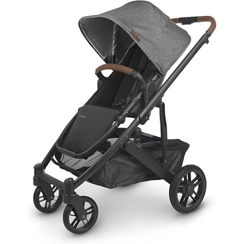UPPAbaby Cruz V2 Stroller/Full-Featured Stroller with Travel System Capabilities/Toddler Seat, Bumper Bar, Bug Shield, Rain Shield Included/Greyson (Charcoal Mélange/Carbon Frame/Saddle Leather)