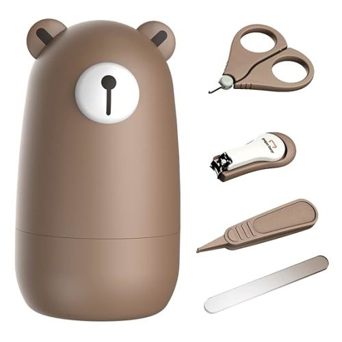 Baby Nail Clippers Set with Cute Case, Infant Fingernail and Toenail File Kit for Newborn Manicure and Pedicure, New Mom Grooming Gift