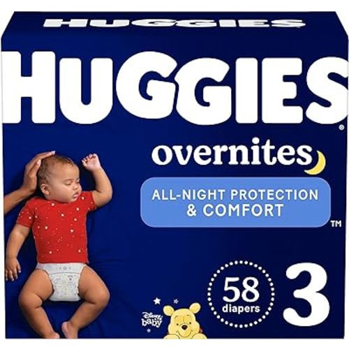 Huggies Size 3 Overnites Baby Diapers: Overnight Diapers, Size 3 (16-28 lbs), 58 Ct