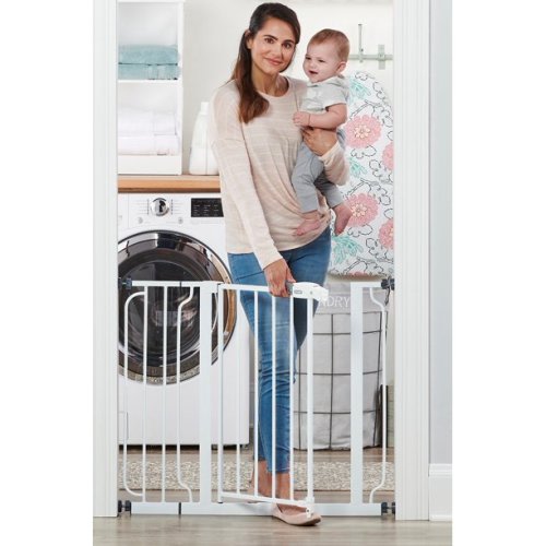Regalo Easy Step 38.5 inch Extra Wide Walk Thru Baby Gate, White