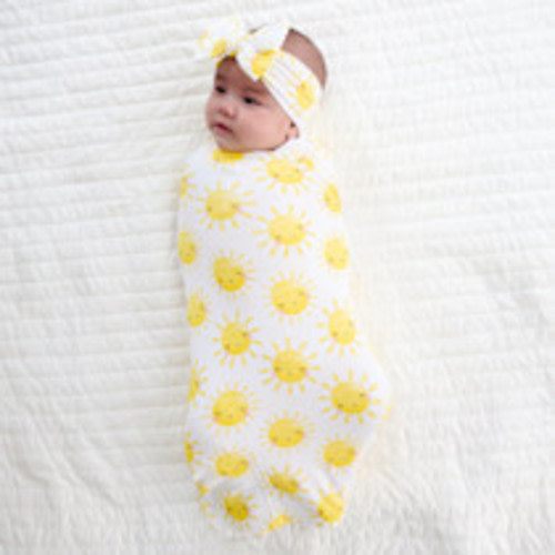 Little Sleepies Sunshine Swaddle & Luxe Bow Headband Set