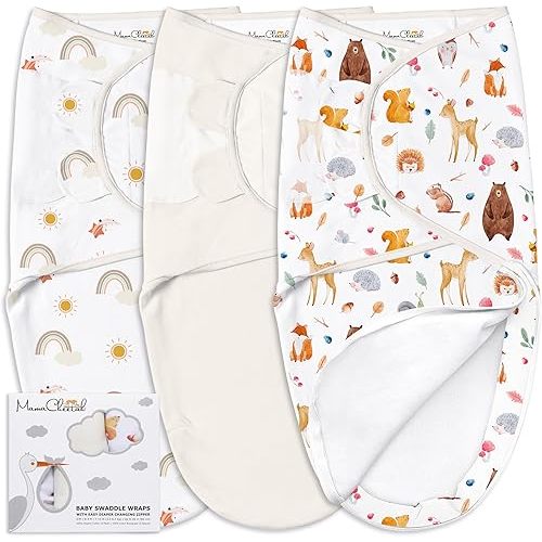 Mama Cheetah Baby Swaddle Blanket with Zipper, Newborn Swaddle Sack, Baby Swaddles Sleep Sack 0-3 Months, Baby Swaddle Wrap for Baby Boy & Girl, 3-Pack