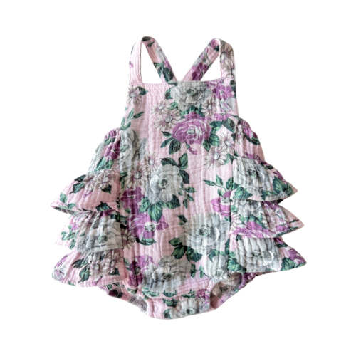 Muslin Ruffle Sunsuit, Blissful Blossoms