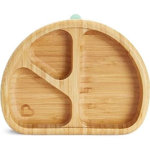 Munchkin® Bambou™ Divided Suction Plate - Eco-Friendly Bamboo Dinnerware for Babies and Toddlers & Snack Catcher® Toddler Snack Cups, 2 Pack, Blue/Green