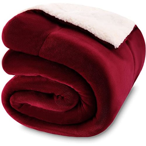 NANPIPER Baby Sherpa Blanket,Warm Toddler Throw Blanket,Soft Newborn Fleece Blanket for Winter (Wine Red,30x40 inches)