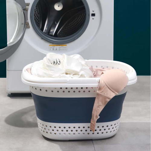 Collapsible Plastic Laundry Basket with Handles