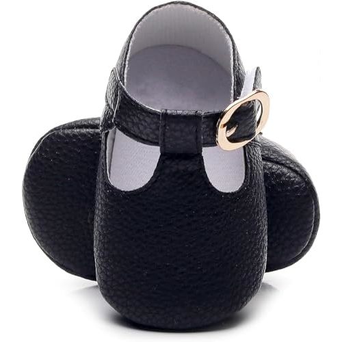 HONGTEYA Infant Baby Girl Mary Janes Flats PU Leather Non-Slip Soft Sole for Toddler First Walker Newborn Infant Crib Shoes Wedding Party Princess Baby Moccasins Girl Dress Shoes