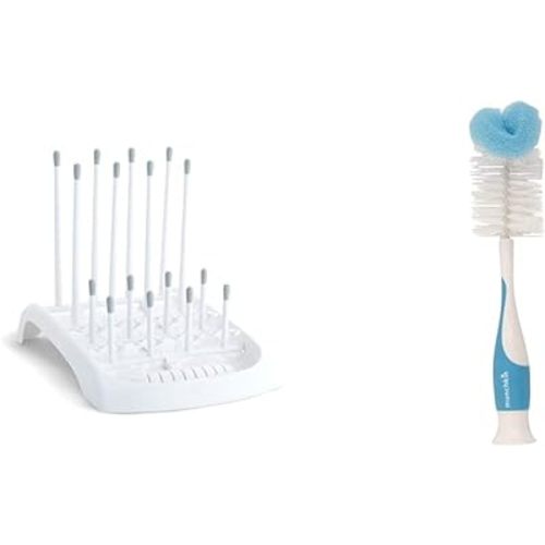 Munchkin Bottle Drying Rack and Sponge Bottle Brush | Bottle Cleaning and Drying Bundle