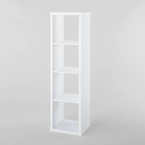 4 Cube Vertical Organizer Natural - Brightroom™: Decorative Bookshelf with Cubbies, Storage Shelves, MDF Frame