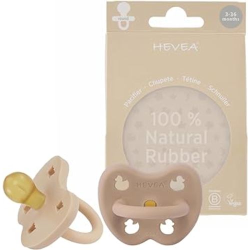 Amazon.com : HEVEA Natural Rubber Pacifier Round 3-36 Months – Hygienic One Piece Design for Newborns to Toddlers, BPA-Free, Soft & Durable – 2-Pack (Sand & Tan Beige) : Baby