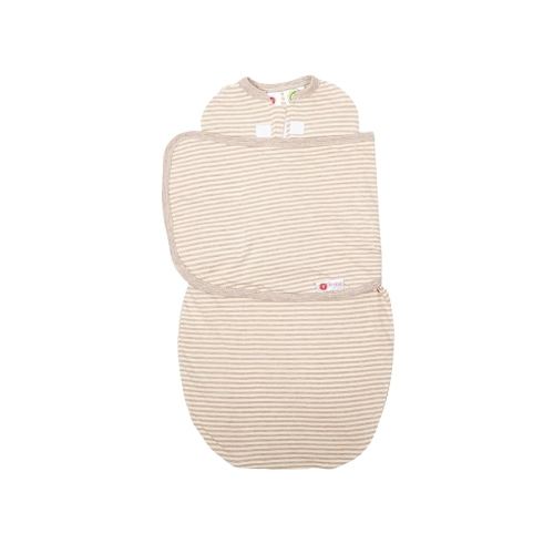 embé 2-Way Starter Baby Swaddle, 6-14 lbs, Newborn Infant Swaddle Sack 0-3 Months, Zip, Hook & Loop 0-3 Months Baby Wrap, Hip Healthy - Organic Oatmeal Stripe