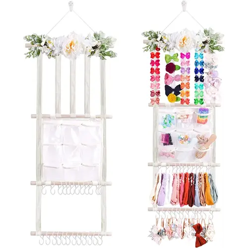 Headband/Hair Bow Holder for Girls, Flower Hair Bows Organizer Wall Hanging Decor Chic Christmas Gift Baby Hair Accessories Storage Organizers for Nursery Todder Girls Room