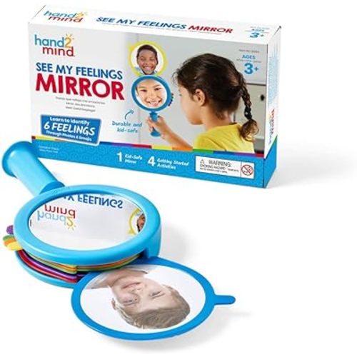 hand2mind See My Feelings Mirror, Play Therapy Toys, Mindfulness for Kids, Emotional Regulation for Kids, Social Emotional Learning Activities, Calm Down Corner Supplies, Calming Corner (Set of 1)