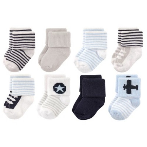 Luvable Friends Baby Boy Newborn and Baby Terry Socks, Airplane, Size: 0-6 months
