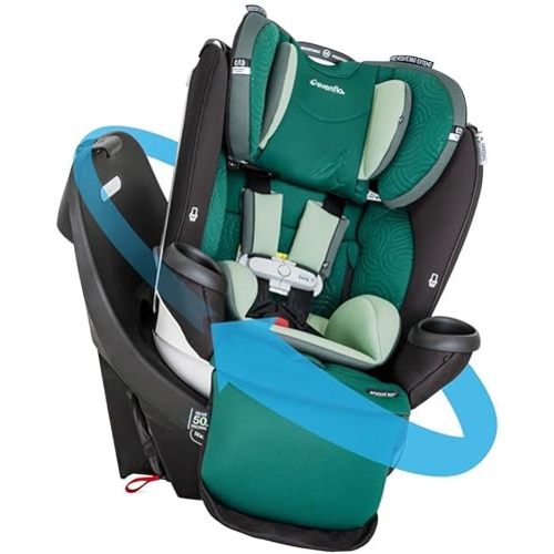 Evenflo Gold Revolve360 Extend All-in-One Rotational Car Seat with Green & Gentle Fabric (Emerald Green)