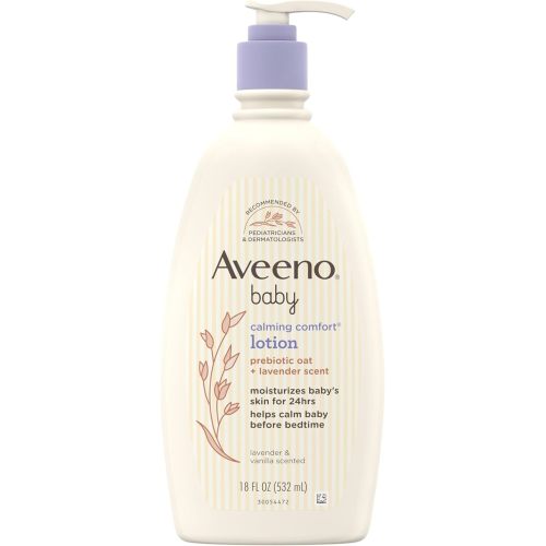Aveeno Baby Calming Comfort Moisturizing Body Lotion, 18 fl. oz | with Relaxing Lavender & Vanilla Scents, Non-Greasy, Nourishing Prebiotic Oatmeal, Paraben- & Phthalate-Free