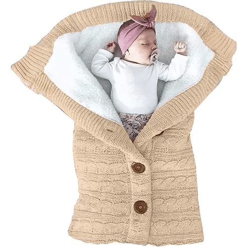XMWEALTHY Unisex Infant Swaddle Blankets Soft Thick Fleece Knit Baby Girls Boys Stroller Wraps Baby Accessory Khaki