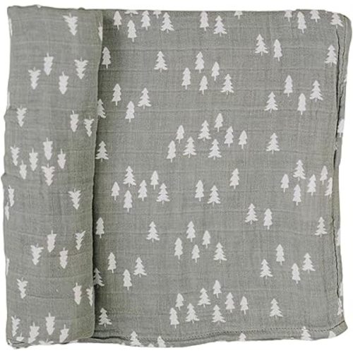 Mebie Baby Pines Muslin Swaddle, Modern and Neutral Swaddle Blanket for Baby Girl or Boy, Soft Baby Blankets, Newborn Swaddle Blanket, 0-3 Month, Comfy Wrap, Baby Essentials & Gifts