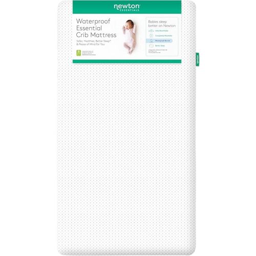 Newton Baby Essential Waterproof Crib Mattress and Toddler Bed - Ultra-Breathable Proven to Reduce Suffocation Risk, 100% Washable, Better Than Organic, 2-Stage Removable Cover, Deluxe 4" Thick White