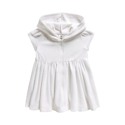 Baby Hooded Terry Swim Cover-Up Dress, 9M, White