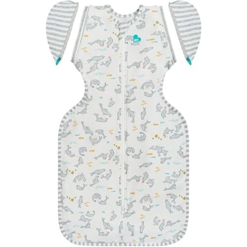 Love to Dream Swaddle Up Transition Swaddle, Patented Zip-Off Wings, Gently Help Baby Transition from Being Swaddled to Arms Free when showing signs of rolling, 1.0 TOG, 13-19 lbs, Grey Seal