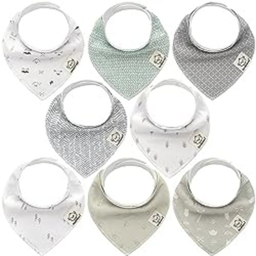 KeaBabies 8-Pack Organic Baby Bandana Drool Bibs - Stylish Unisex Bandana Bibs, Super Absorbent Bandana Drool Bibs, Gentle Teething Bibs for Infants, Organic Cotton Baby Bib (Nordic) - One Size (Pack of 8)