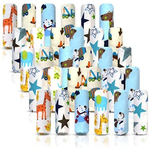 Baby Washcloth – 30 Pack of Flannel Newborn Washcloths – 100% Cotton - Fun, Colorful Designs – Reusable – Washable – 7x10 Inch Infant Washcloth Set
