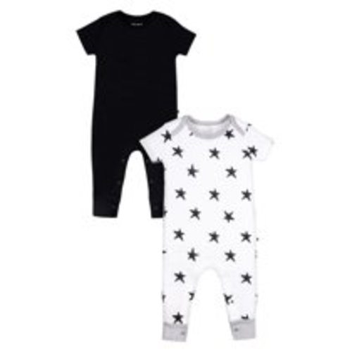 Little Star Organic Baby Girl or Boy Short Sleeve Pure Organic True Brights Rompers, One Piece Coverall