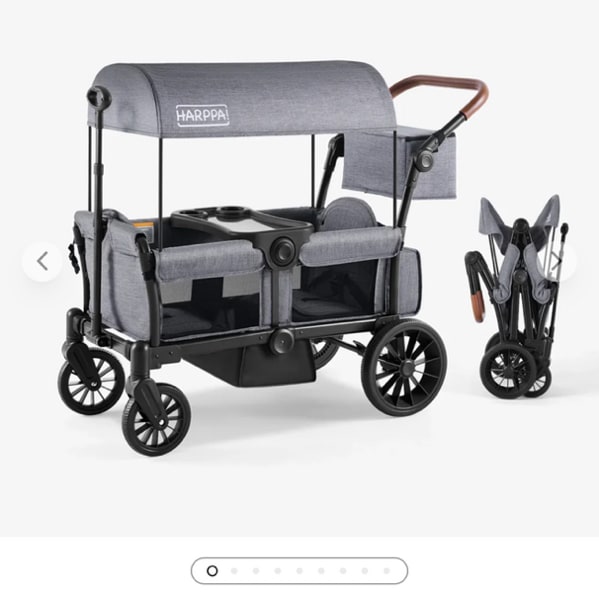 HARPPA Rori | All-Terrain Wagon Stroller for 2 with Canopy – Foldable 2-Seat Wagon for Beach, Park & Camping Adventures