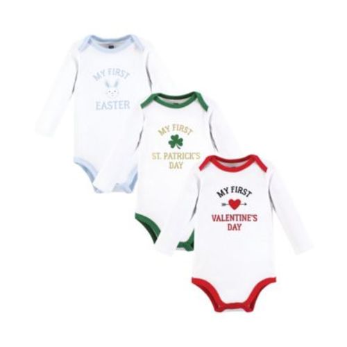 Baby Boys Hudson Cotton Long-Sleeve Bodysuits First Valentine Easter 3-6M