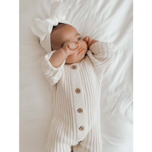 CHUNKY WAFFLE BOW HEADBAND - WHITE