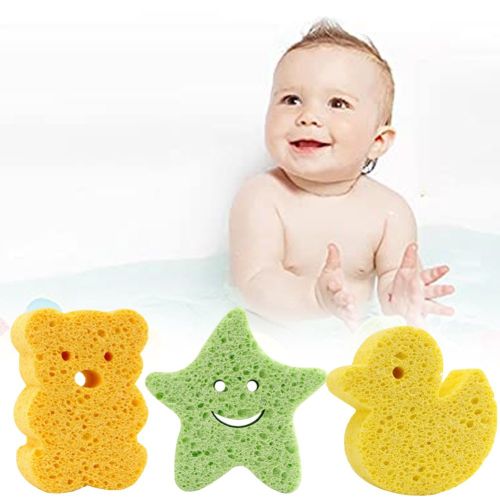 SPRING PARK Baby Bath Sponge Soft Baby Sponge for Bathing,Cute Cartoon Shapes Kids Bath Sponges for Infants