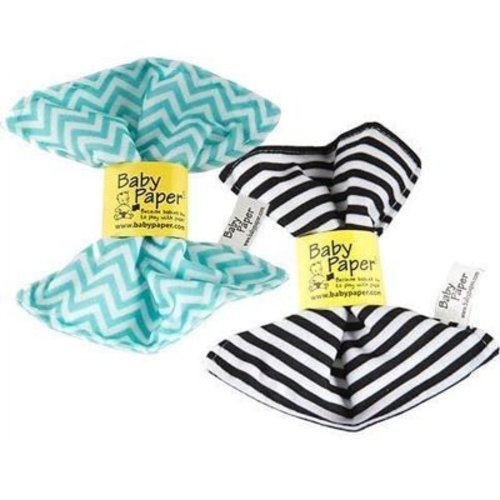 Baby Paper 2 Pack of Crinkly, Sensory Toys, Black & White Stripe, Turquoise Zig Zag