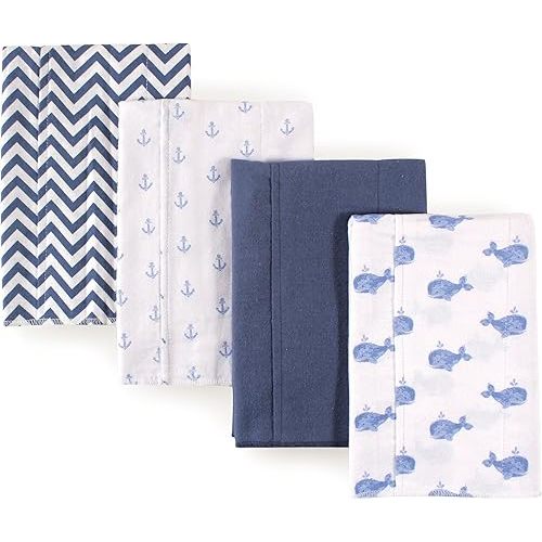 Hudson Baby Unisex Baby Cotton Flannel Burp Cloths, Whale, One Size
