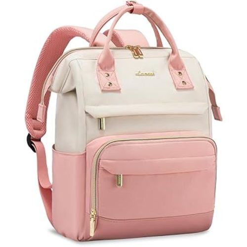 LOVEVOOK Mini Backpack for Women, 14Inch Small Backpacks Purse, Fashion Bag for Work Travel Gift, Lightweight Daypack, Beige-Pink