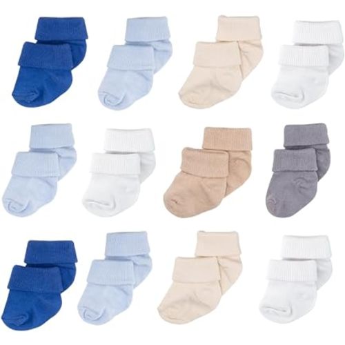Baby Socks 0-6 Months, 6-12 Infant Ankle Socks for Boys and Girls, Essential Baby Items for Newborns, 12 Pairs