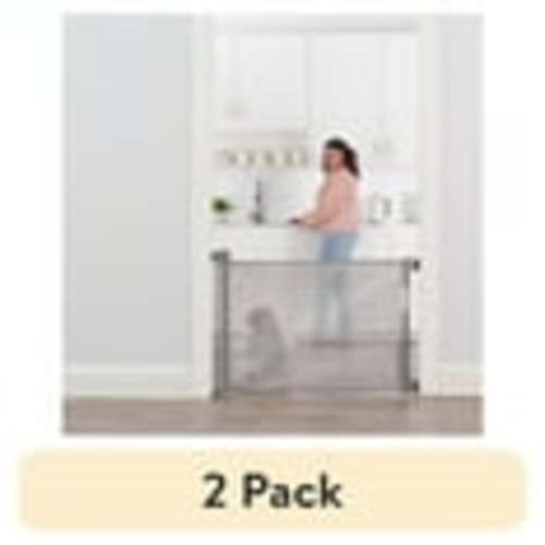 (2 pack) Regalo Retractable Baby Gate, Expands up to 50" Wide, Includes Wall Mounts