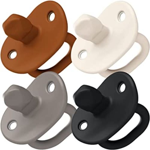 Boon JEWL Biometric Silicone Baby Pacifier - 0+ Months - Neutral - Comfortable Silicone Orthodontic Baby Pacifiers with Soothing Gem Shaped Nipple - 4 Count