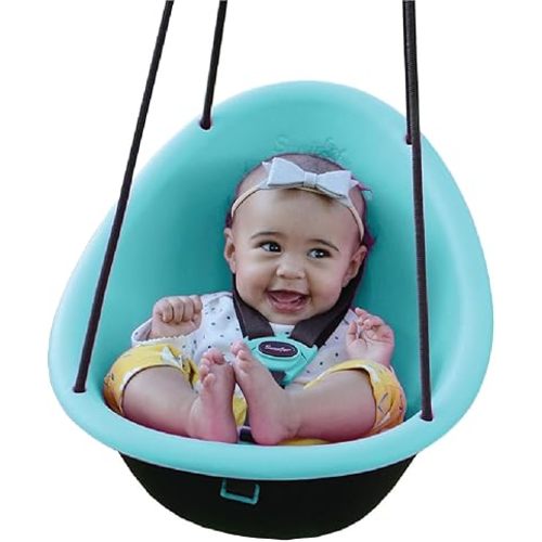 Swurfer Kiwi Toddler Swing – Comfy Baby Swing Outdoor, 3-Point Adjustable Safety Harness, Safe Quick Click Locking System, Foam-Lined Shell, Blister-Free Rope, Easy Installation, Age 9 Months and Up