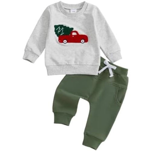 BemeyourBBs Toddler Baby Boy Fall Winter Clothes Funny Letter Long Sleeve Sweatshirt and Pants Set 2 Piece Sweatsuit Outfit