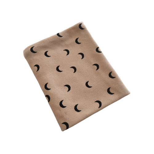 Organic Cotton Waffle Swaddle Blanket, Tan/Black Moon